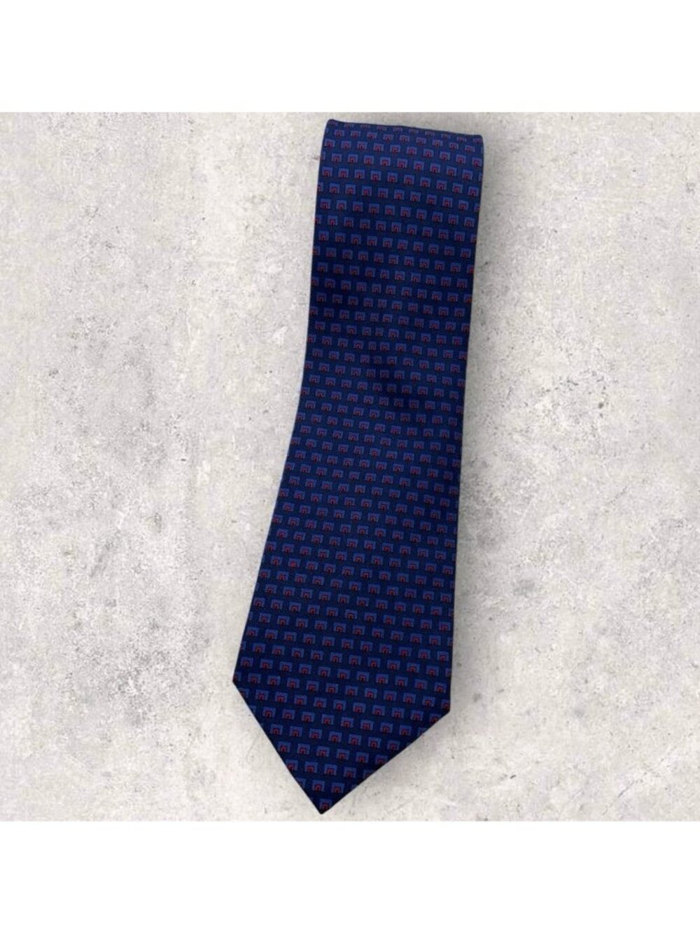 LIBERTY Silk Tie ENGLAND Navy Blue Red Geometric W:3.8" EUC